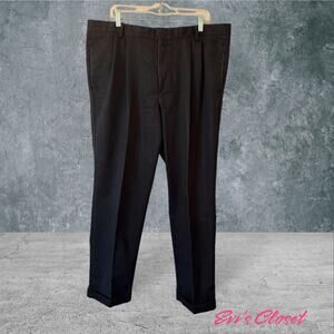 Dockers Stain Defender Pleated Cuffed Black Chino Pants 40x32 Cuffed Pleated